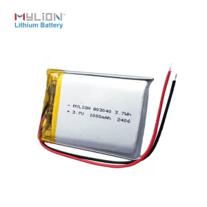 3.7V 1000mAh Li-Polymer Battery 803040 for Bluetooth Devices and Consumer Electronics