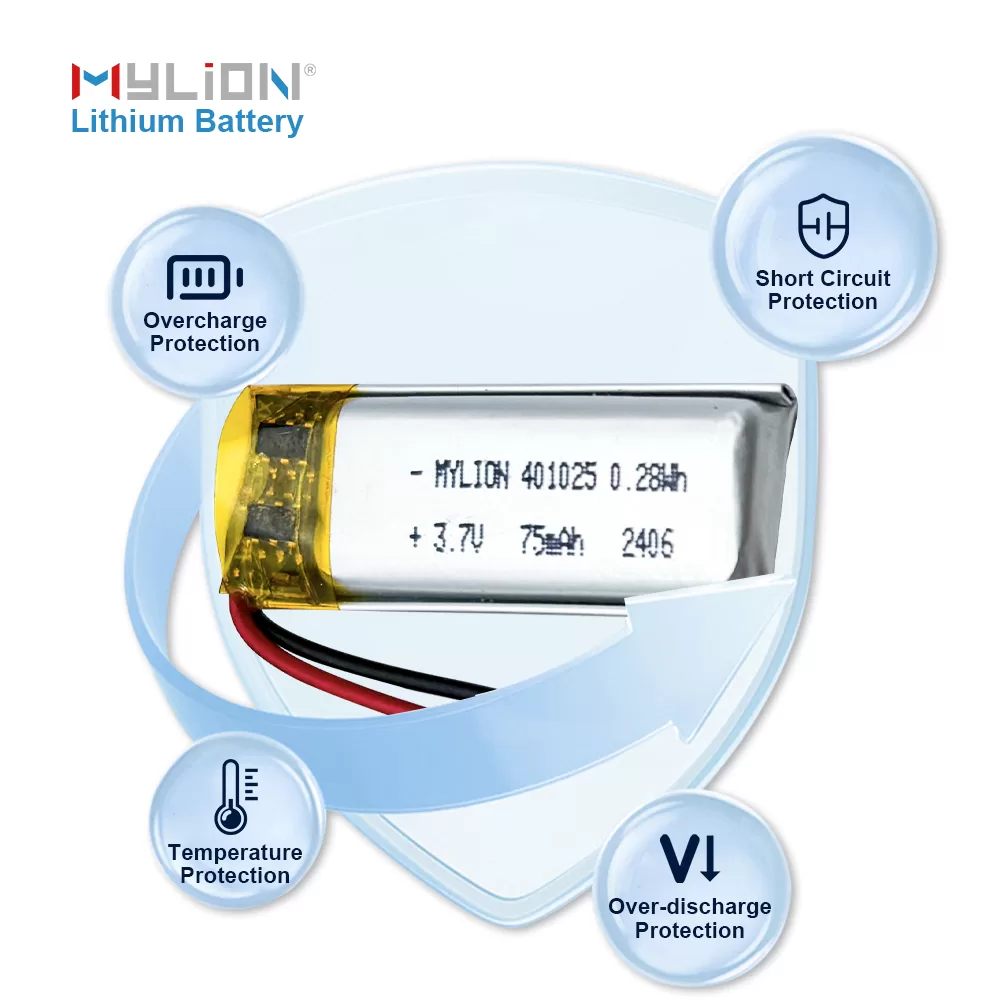 3.7V 75mAh Lithium Polymer Battery 401025 for Bluetooth and Consumer Electronics - Image 3