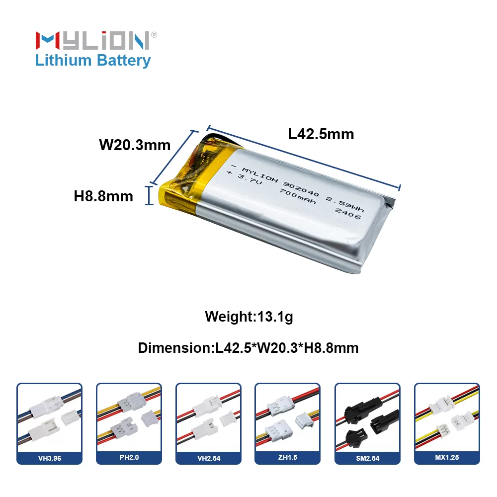 3.7V 700mAh 902040 5