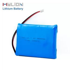 Mylion 7.4V 2600mAh Lithium Polymer Battery Blue PVC Case for Bluetooth and Consumer Electronics